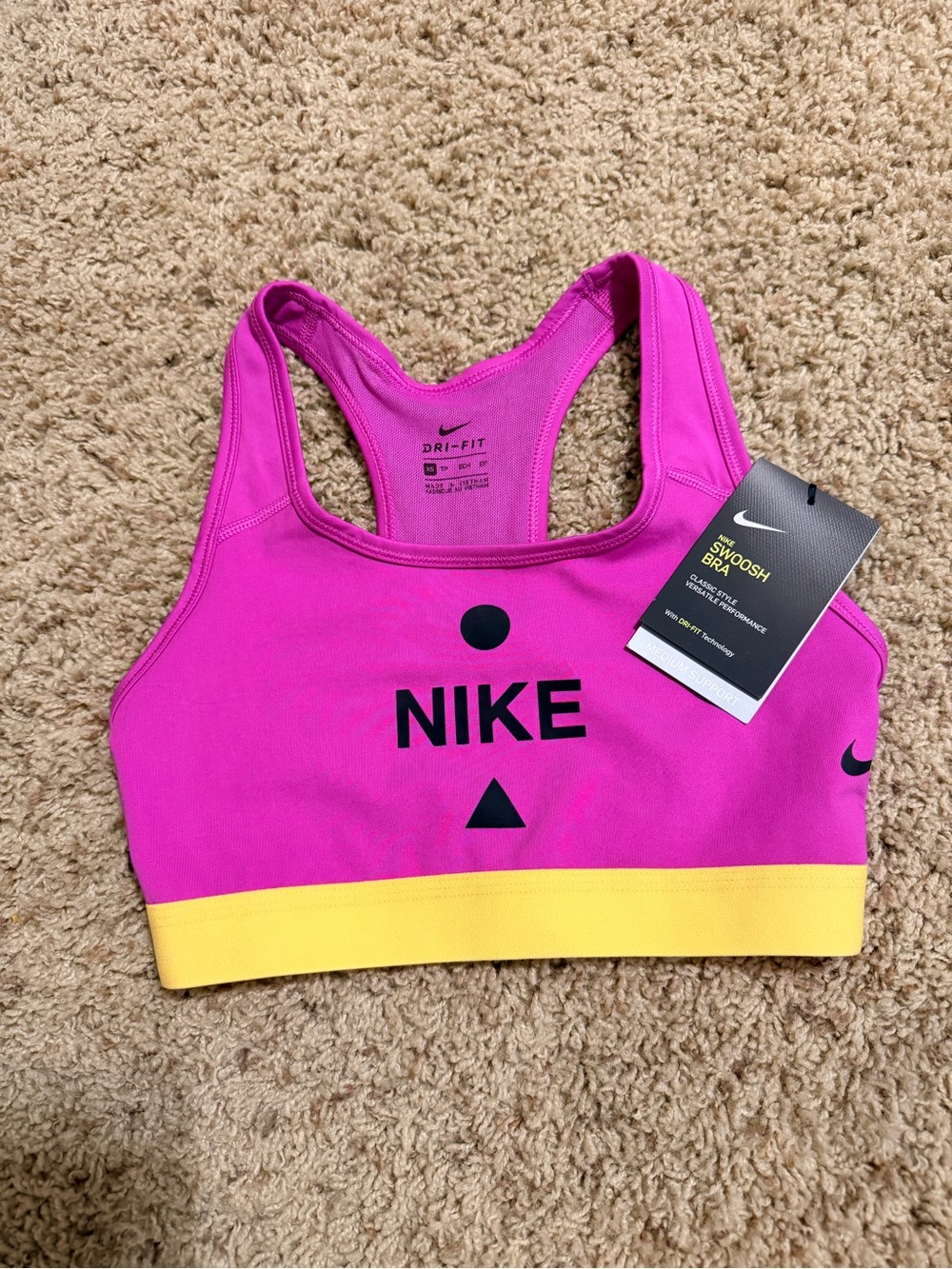 Nike Pink & Yellow Racerback Sports Bra